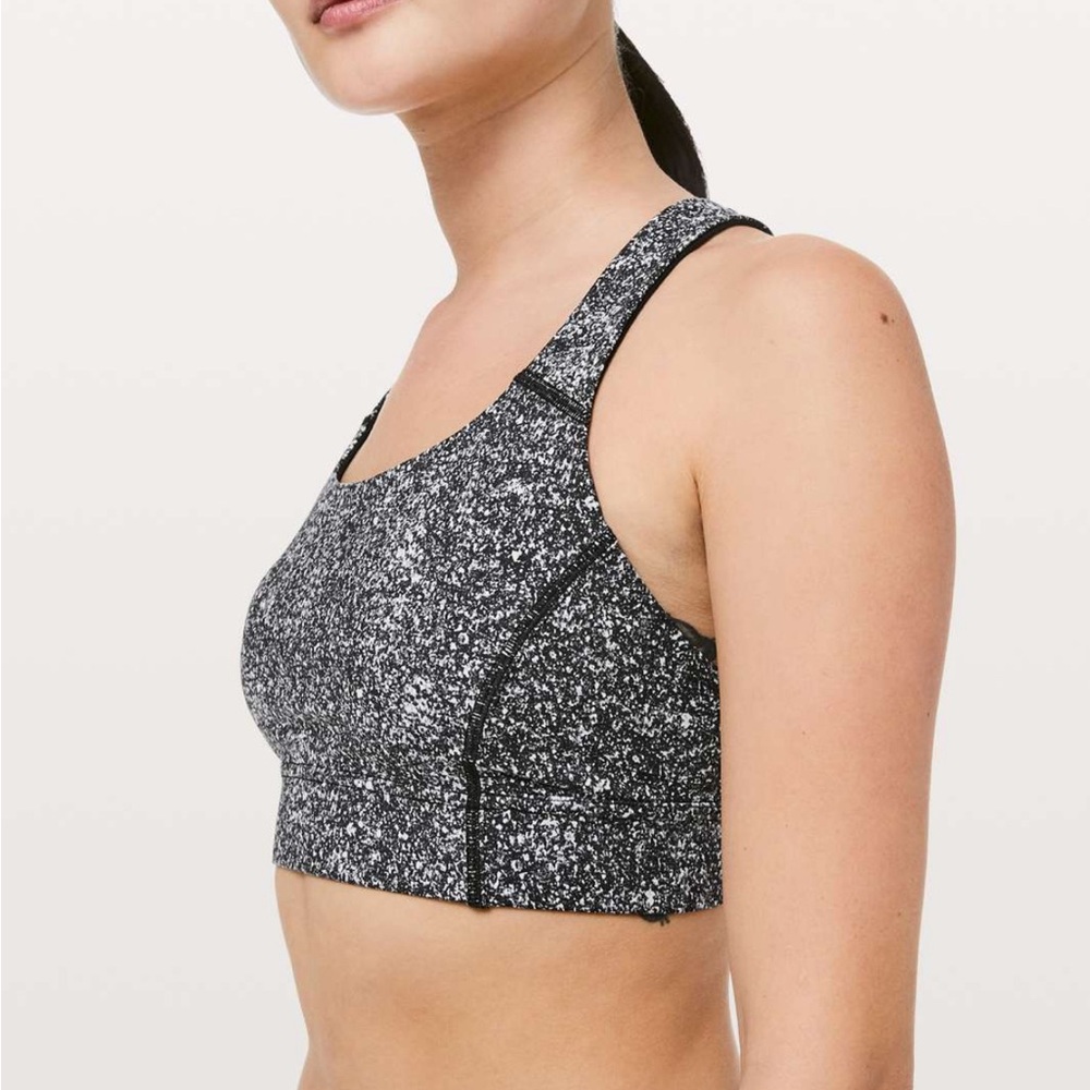 Lululemon Power Through Diffuse Starlight Black Sports Bra Size 6